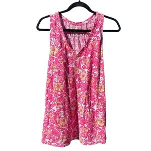 Lilly Pulitzer Gale Tank in Chum Bucket Print, pink & yellow, women’s Medium